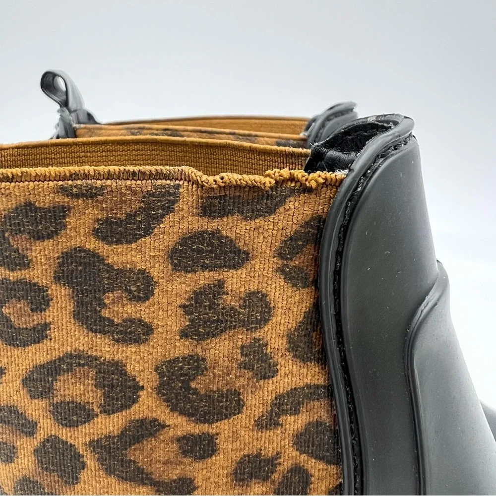 Kate Spade New York Chelsea Booties Black Leather Leopard Print Womens 6/7 - Picture 10 of 14